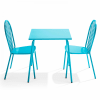 Mesa de jardín bistró y 2 sillas de acero azul