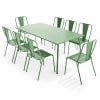 Ensemble table de jardin et 8 chaises bistrot en acier vert cactus