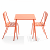 Ensemble table de jardin carrée et 2 chaises bistrot orange