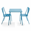 Ensemble table de jardin carrée et 2 chaises bistrot bleu pacific