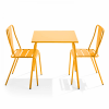 Ensemble table de jardin carrée et 2 chaises bistrot jaune