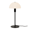Lámpara de mesa elegante negro con pantalla de cristal blanco