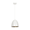 Lámpara colgante con pantalla en forma de cúpula blanca y dorada ø18cm