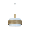 Lámpara de techo con pantalla blanca y pieza decorativa de madera ø40