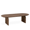 Mesa de centro ovalada de madera maciza en tono nogal de 100x35cm