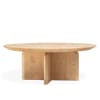 Mesa de centro redonda de madera maciza en tono medio de 80cm