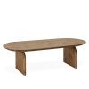 Mesa de centro ovalada de madera maciza en tono envejecido de 100x35cm