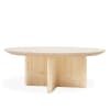 Mesa de centro redonda de madera maciza en tono natural de 80cm
