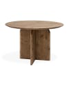 Mesa de comedor redonda de madera maciza en tono envejecido de 110cm