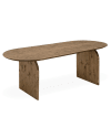 Mesa de comedor ovalada de madera maciza en tono envejecido 180cm