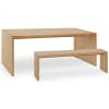 Pack mesa comedor y banco de madera maciza tono medio de 160cm