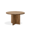 Mesa de comedor redonda de madera maciza en tono envejecido de ø110