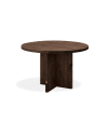 Table à manger ronde en bois de sapin marron foncé de ø110cm
