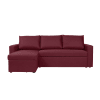 Canapé d'angle convertible 4 places en tissu rouge bordeaux