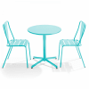 Mesa redonda de conjunto y 2 sillas de jardín estilo de metal turquesa