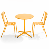 Mesa redonda de conjunto y 2 sillas de jardín estilo de metal amarillo
