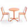 Ensemble table ronde et 2 chaises de jardin bistrot en métal orange