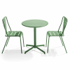 Mesa redonda de conjunto y 2 sillas de jardín de metal verde cactus