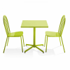 Ensemble table carrée de jardin inclinable et 2 chaises bistrot vert