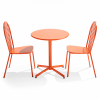 Ensemble table ronde et 2 chaises de jardin bistrot métal orange