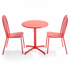Mesa redonda de conjunto y 2 sillas de jardín estilo de metal rojo