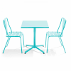 Ensemble table inclinable de jardin et 2 chaises turquoise