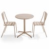 Ensemble table ronde et 2 chaises de jardin bistrot en métal taupe