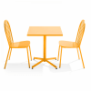 Ensemble table carrée de jardin inclinable et 2 chaises bistrot jaune