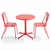 Mesa redonda de conjunto y 2 sillas de jardín estilo de metal rojo