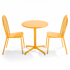 Ensemble table ronde et 2 chaises de jardin bistrot en métal jaune