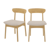 Sedia in tessuto beige e legno chiaro (set di 2)