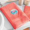 Serviette de toilette + gant 50x90 rose corail en coton