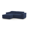 Canapé d'angle 2 places en tissu bleu