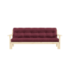 Canapé convertible en pin massif avec futon bordeaux 2 places