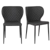 Lot de 2 chaises en simili matelassé pieds métal noir gris foncé