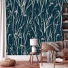 Papier peint panoramique herbes folles 375 x 250 cm bleu nuit