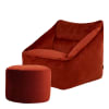 Sitzsack-Sessel mit Fußhocker aus Samt, Orange