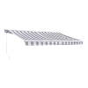 Store banne 3,95 × 3m avec semi-coffre toile rayée blanche/grise