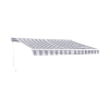 Store banne 3,5 × 3m avec semi-coffre toile rayée blanche/grise