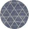 Tapis rond géométrique tressées bleu et crème 160x160cm