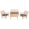 4-Sitzer Gartenmöbel aus Akazie mit grauen Kissen