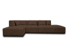 Canapé modulable 5 places angle gauche en velours côtelé marron