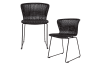 2er Set Gartenstühle aus Kunststoff und Rattan, schwarz