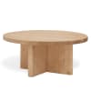 Mesa de centro redonda de madera maciza acabado tono medio de ø60cm