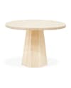 Mesa de comedor redonda de madera maciza en tono natural de ø115
