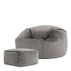 Pouf avec repose-pied velours gris anthracite