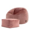 Pouf avec repose-pied velours rose aube