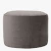 Pouf repose-pieds rond velours gris anthracite