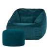 Sitzsack-Sessel + Fußhocker aus Cord, Grün