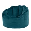 Pouf fauteuil velours bleu canard